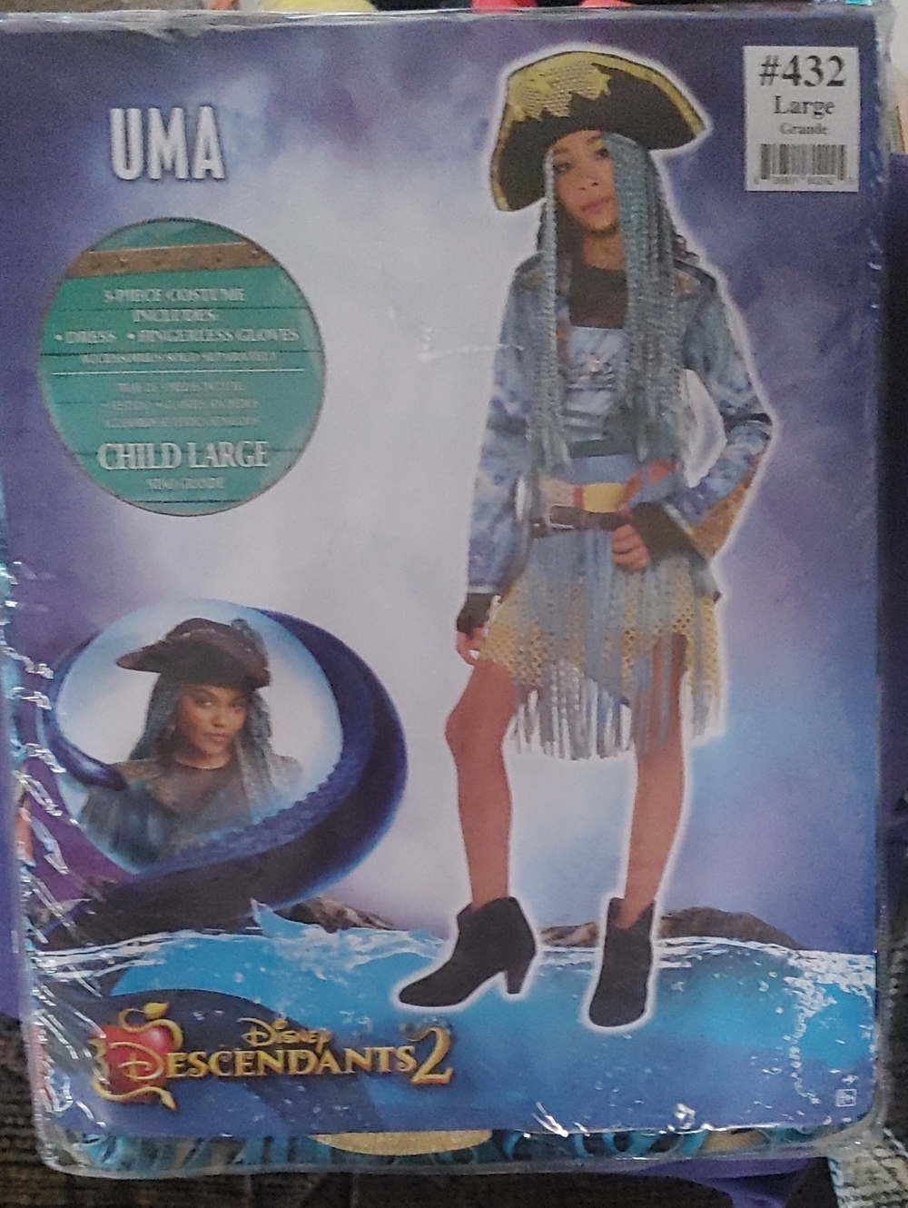 Disney Uma Pirate Costume in Blue and Gold